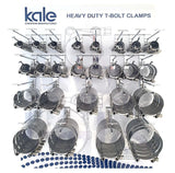 8400 Series Kale Heavy Duty T Bolt Clamps Carbon Steel Zinc Plated W1 Packs of 10 + Display Stand